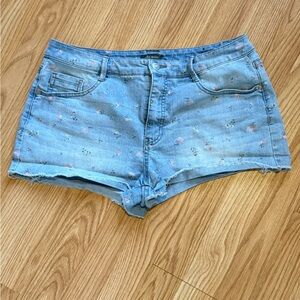 Wild Fable Light Blue Floral Jean Shorts